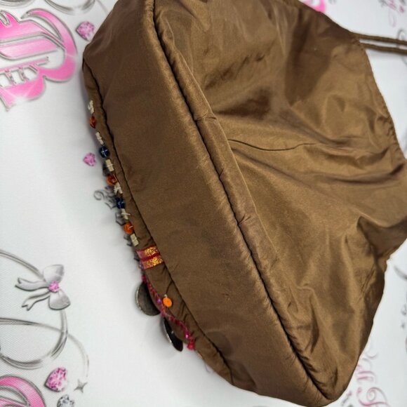 SAND N SUN purse bag boho beaded sequins brown blue orange buttons hippie strap - Picture 10 of 10